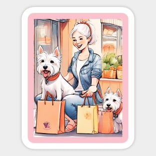 Shopping with westies Sticker